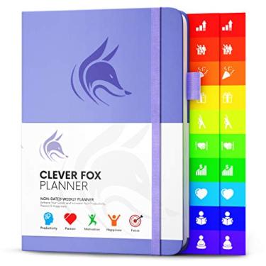 Imagem de Clever Fox Agenda – Agenda semanal e mensal sem data para produtividade, gerenciamento de tempo e objetivos – Diário organizador – A5 (lavanda)