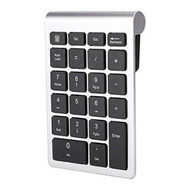 Imagem de Teclado numérico sem fio, Mini teclado numérico com 22 teclas com receptor USB 2,4G para laptop/PC/desktop (preto prateado)