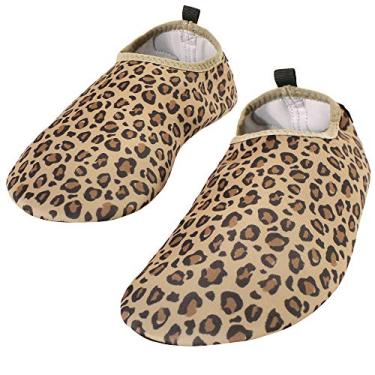 Imagem de Hudson Baby Tênis unissex BabyWater para esportes, ioga, praia e atividades ao ar livre, Leopardo infantil e adulto, 34-35/2 Little Kids