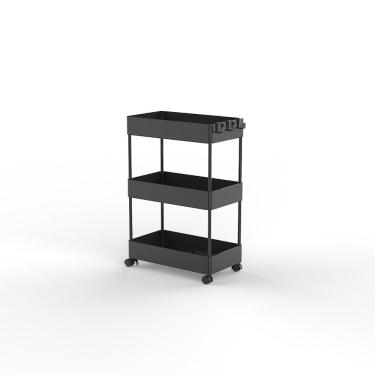 Imagem de Estante Multiuso com Rodas 3 Níveis Preto Just Home Collection