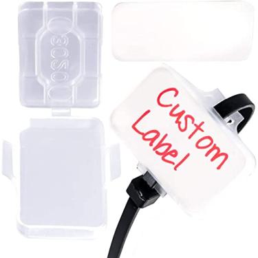 Imagem de Caixas de Marcação Pro-Grade com Enchimentos de Papel, Pacote com 50. Abraçadeiras de cabo de etiqueta para ajudar na gestão de fios e organização de cabos. Caixa protetora e etiquetas de identificação evitam erros de fiação em casa ou no escritório.