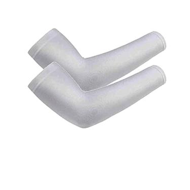 Imagem de Proteção de resfriamento de compressão unissex mangas de sol capa de braço longo aquecedores antiderrapantes para esportes ao ar livre capa de protetor solar tatuagem, 1 par (sem dedo) wh, 1 tamanho para 70.200 kg