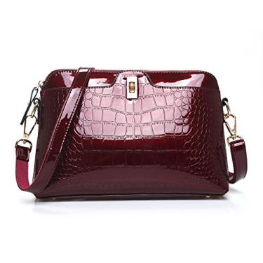 Imagem de Bolsa tiracolo de couro padrão de crocodilo para mulheres bolsa feminina elegante bolsa de ombro bolsa para axila, Vermelho