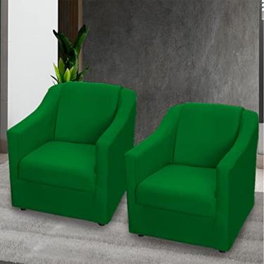 Imagem de Kit 2 Poltronas Para Sala Decorativas Cadeiras Reforçadas Para Recepção Consultório Escritório Pé Cromado Suede Verde - Clique E Decore
