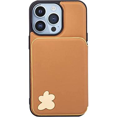 Imagem de KKFAUS Capa para iPhone 13/13 Mini/13 Pro/13 Pro Max, capa carteira de telefone com capa de carteira de telefone com silicone à prova de choque TPU + PC rígido anti-riscos - proteção completa (cor: marrom, tamanho: 13 mini 5,4 polegadas)