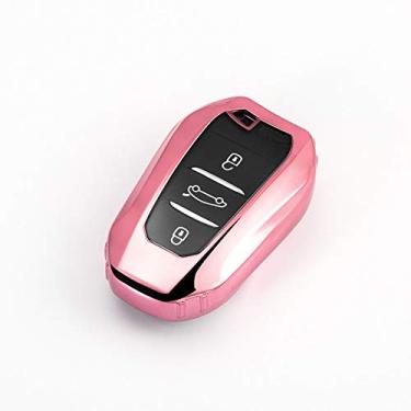 Imagem de CSHU TPU macio capa para chave de carro capa chaveiro chaveiro bolsa, apto para Peugeot 3008 4008 5008 Citroen C4 C4L C6 C3-XR, 4