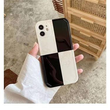 Imagem de Capa de telefone xadrez preto branco para iphone 13 12 11 pro max 7 8 plus x xs max xr casal capa de silicone macio à prova de choque, preto e branco1, para iphone 11