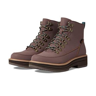 Imagem de Teva Bota feminina de couro de renda plataforma plana e resistente à água, Peppercorn, 9