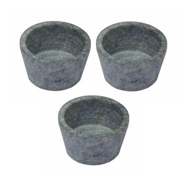 Imagem de Kit 3 Mini Molheira Tigela Molho Petisco em Pedra Sabão 80ml