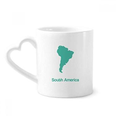 Imagem de Caneca com mapa de ilustração da América do Sul verde caneca de café cerâmica copo de coração de vidro