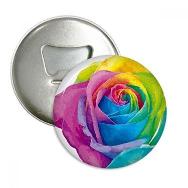 Imagem de Ilustração de flor lésbica gay arco-íris abridor de garrafas ímã de geladeira emblema multifuncional