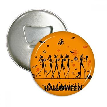 Imagem de Abridor de garrafas de Halloween com pernas longas e ímã de geladeira com desenho de bruxa