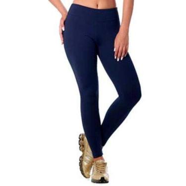 Imagem de Calça Legging Fitness Suplex Lisa Academia Musculação (azul marinho, M)