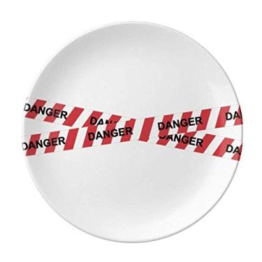 Imagem de Logo Danger Line Placa Sem Entrada Decorativa Porcelana Salver Prato de Jantar