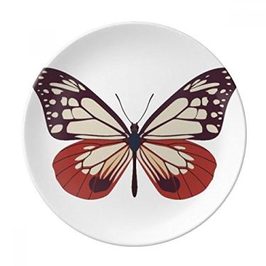 Imagem de Espécime de borboleta em placa rosa pálida e vermelha decorativa de porcelana Salver Prato de jantar