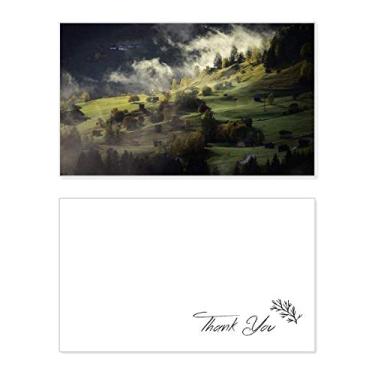 Imagem de Cartão de agradecimento Village Fog Hill Landscape Forest Birthday Paper Greeting Wedding