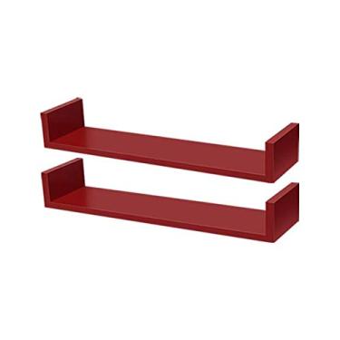 Imagem de Kit 2 Prateleiras U 80 x 20cm Vermelha Suporte Invisível