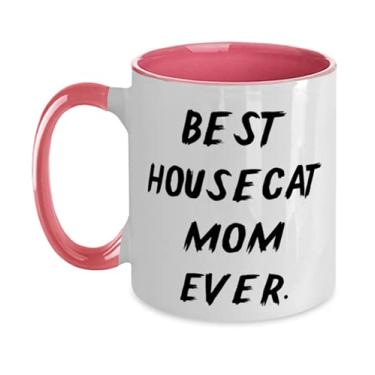 Imagem de Best Housecat Mom Ever Caneca de dois tons de 325 ml, copo de gato para casa, presentes baratos para gatos domésticos