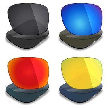 Imagem de Mryok 4 pares de lentes polarizadas de substituição para óculos de sol Oakley Holbrook XL – preto furtivo/vermelho fogo/azul gelo/ouro 24K