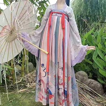 Imagem de Antiga dança folclórica chinesa dinastia Qing Tradition Wear Plus Size Performance Costume para mulheres vestido chique Hanfu Cosplay roupas
