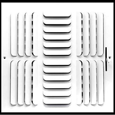 Imagem de HVAC Premium 25 cm L x 25 cm A [abertura do duto] Lâmina curva fixa de 3 vias Difusor de suprimento de ar grade de cobertura de ventilação [Dimensões externas: 29 cm L x 29 cm A]