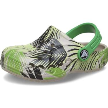Imagem de Crocs Tamancos infantis unissex Baya Graphic Tie-Dye, Paralelepípedo/verde tropical, 22
