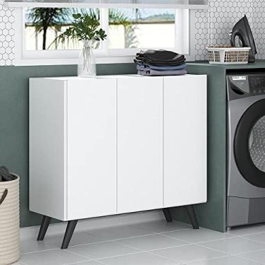 Imagem de Armário Lavanderia Retrô com 3 Portas 90 cm Multimóveis Mp5033 Branco/preto