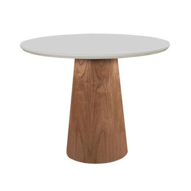 Imagem de Mesa de Jantar Redonda Cone 90cm Vidro Off White