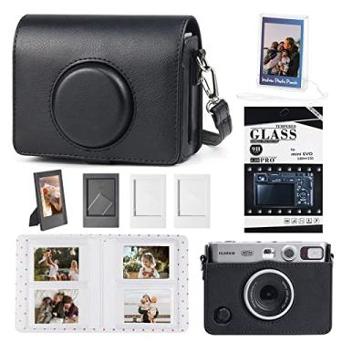 Imagem de WOGOZAN Acessórios Mini EVO para câmera instantânea Fujifilm Instax Mini EVO com capa de couro EVO, suporte de filme, álbum de fotos, molduras 2x3 e protetor de tela - preto (sem câmera)
