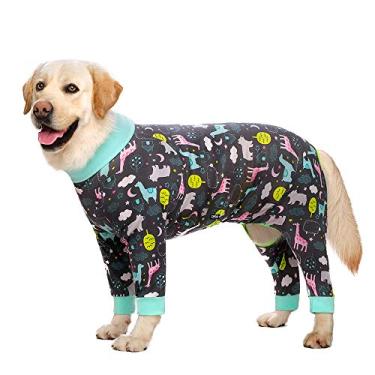 Imagem de Miaododo Macacão de recuperação de cirurgia feminino masculino para cães pós-cirurgia, médio e grande, macacão leve para recuperação de cães, para evitar lamber ferimentos cirúrgicos, pijama para