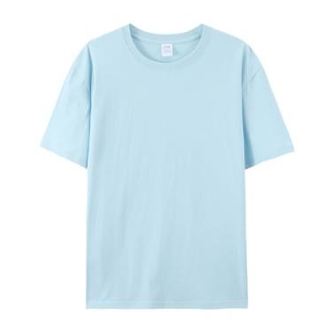 Imagem de Camiseta de algodão puro com gola redonda e mangas curtas, Azul bebê, M