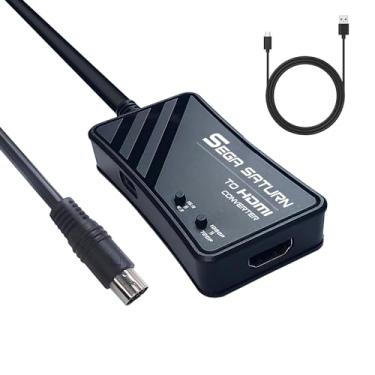 Imagem de WNNZVCC Conversor Sega Saturn para HDMI, saída de sinal RGB do Sega Saturn para conversor HDMI, cabo HDMI para consoles Sega Saturn, suporta resolução 1080P/720P, comutação de proporção de tela 16: