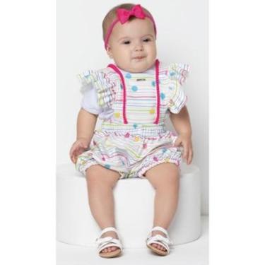 Imagem de Macacão Jardineira + Body Luxo Bebê Menina Lessa Kids 7993 - Creme - G ( 6 - 9 MESES )-Feminino