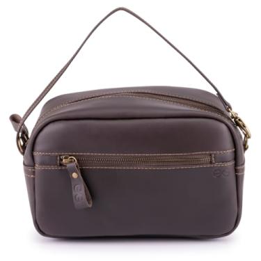 Imagem de Bolsa Mão Necessaire Frasqueira Viagem Trabalho Couro Bovino (Marrom Escuro)