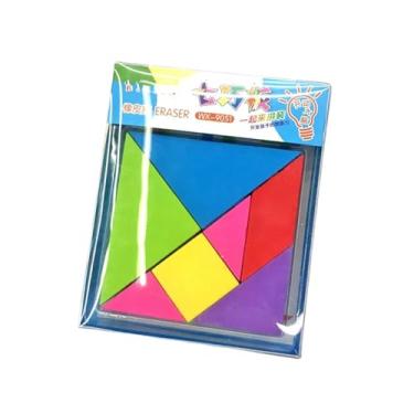 Imagem de Conjunto de borracha de tangram com desenho criativo de 2 peças, triângulo colorido, borracha, tangram para crianças