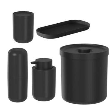 Imagem de Kit Lavabo Luxo Kit Banheiro 5 Peças Completo Bold Fosco Ou (Preto)