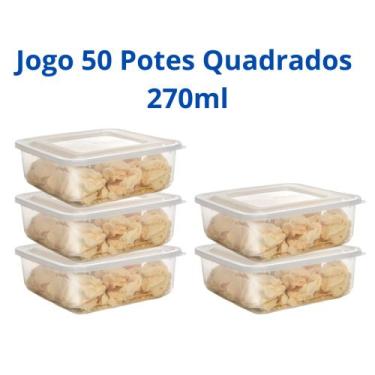 Imagem de Kit 50 Potes Mini Quadrados Promocional Fitness BPA FREE - Ercaplast, 