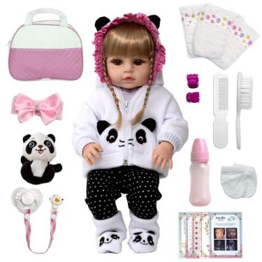 Imagem de Bebê Reborn de Silicone Panda Menina Linda Bolsa Maternidade - Cegonha