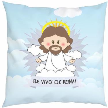 Imagem de Almofada Com Enchimento Oração Santinhos Páscoa Jesus Ressuscitado - C