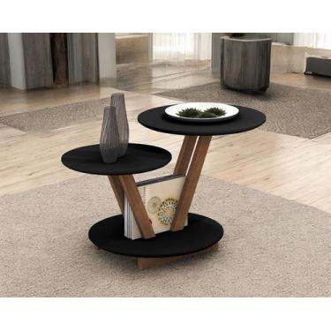 Imagem de Mesa De Centro Laguna Redonda Tampo Duplo Decorativa Retro - D+MOB , P