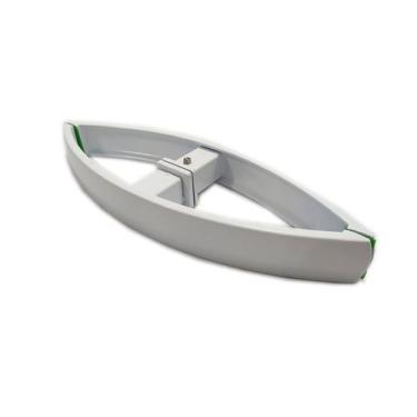 Imagem de Puxador curvo com 1 furo 27cm para porta de vidro e portão - Branco - 