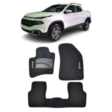 Imagem de Jogo Tapete Carpete Fiat Toro 2016 a 2020 com Logo Bordado Preto-400.3