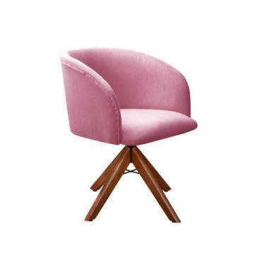 Imagem de Poltrona Decorativa Atenas Cadeira Giratória Pé Madeira - Bella Decor,