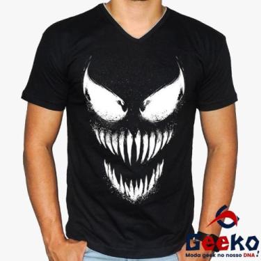 Imagem de Camiseta Venom 100% Algodão Geeko, Preto gola v, M