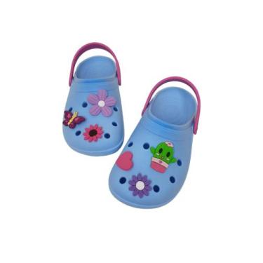 Imagem de Babuche infantil menina sandália com botton - Bile Shoes, Azul claro, 