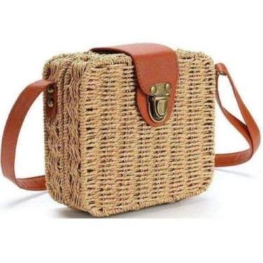 Imagem de Bolsa palha sintética de praia quadrada - Sol de verão