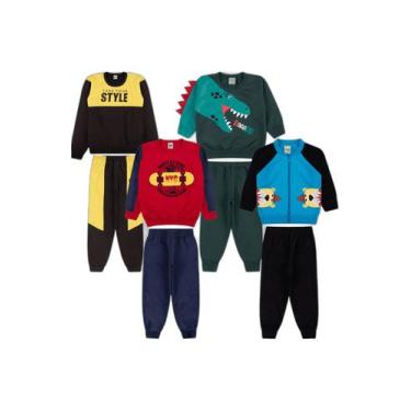 Imagem de Kit 8 Peça Roupa Infantil Atacado 4 Conjunto Moletom Menino - Kitilica