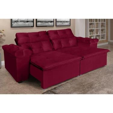 Imagem de Sofá Grécia 2,00 metros Retrátil e Reclinável  Veludo Vermelho  Sofá n