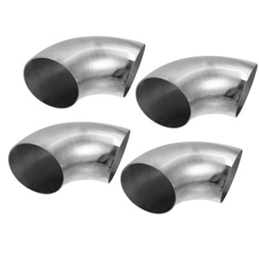 Imagem de TUCKBOLD Tubo de cotovelo curvado de mandril de 90 graus OD 10 cm aço inoxidável reutilizável | Tubo de cotovelo de exaustão Tubo de corrimão de escada 4 peças