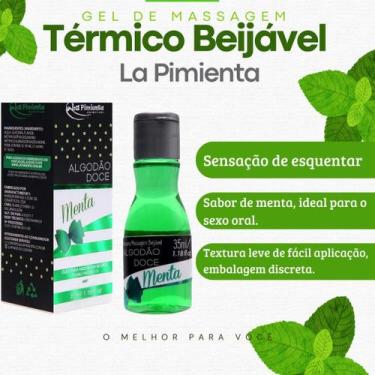 Imagem de Óleo Excitante Beijável Coméstivel Algodão Doce Aroma de Menta Hot 35m